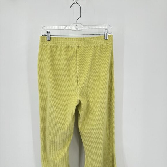 AERIE pants flare pull on elastic waist lounge ribbed gym neon yellow short M - Picture 6 of 10
